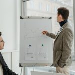 Two professionals examining graphs during an office presentation. — What To Consider Before Using The Stuart Piltch machine l